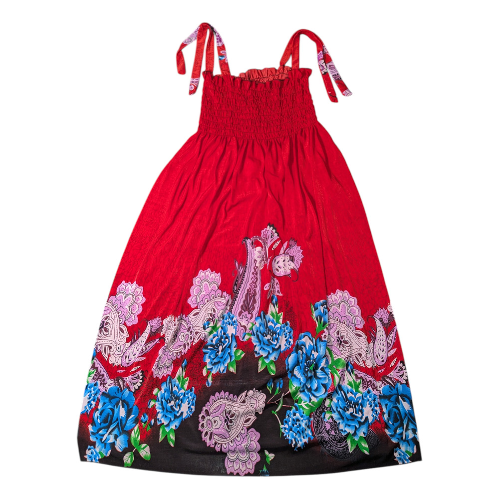 F.C. - Women's - Red Floral Dress - Size Large - XL-Spandex Top -Polyester Dress